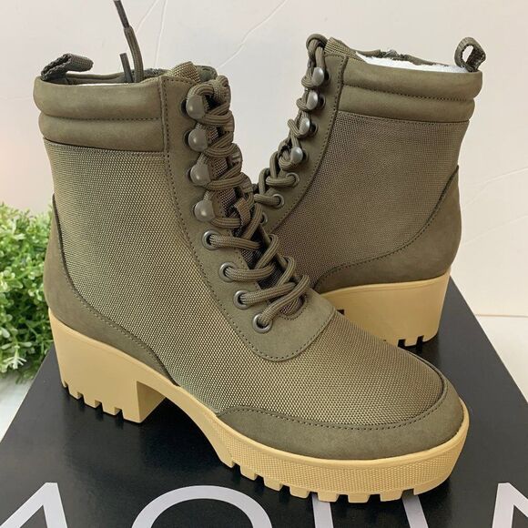 Aqua Go Hiker Combat Platform Booties Olive Green - Picture 1 of 13